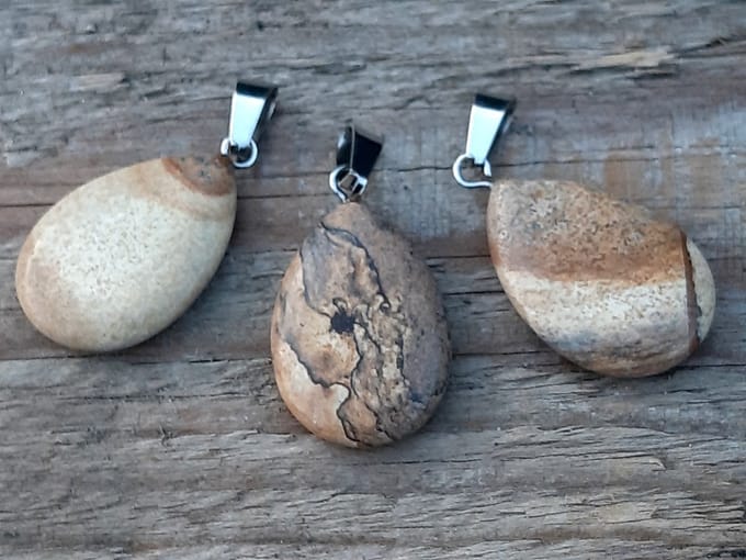 Edelsteen Landschap Jaspis druppel hanger