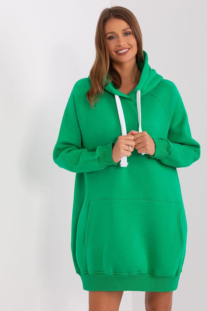 Cozy Street Hoodie Dress - Green / One Size