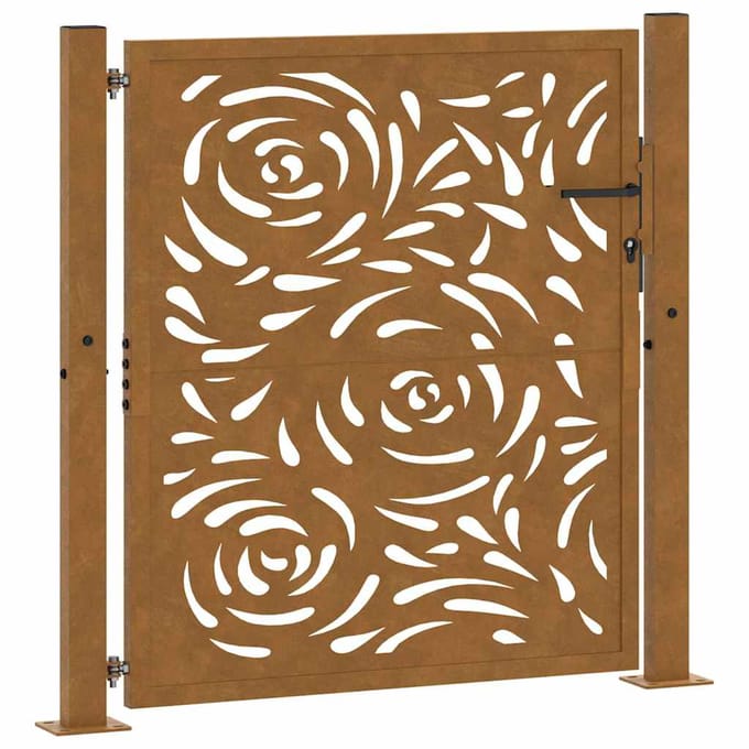 vidaXL - Poort - met - vlamontwerp - 100x100 - cm - weervast - staal