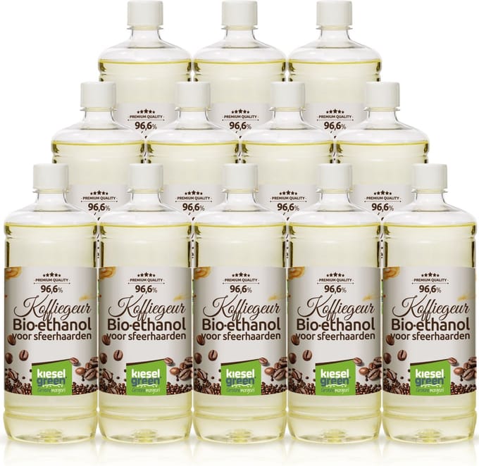 Premium -Bio-ethanol met koffiegeur - Bioethanol - biobrandstof -12x1 liter