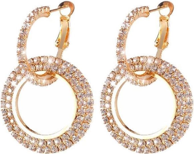 Fako Bijoux® - Oorbellen - Oorringen - Strass - 27mm - Goudkleurig