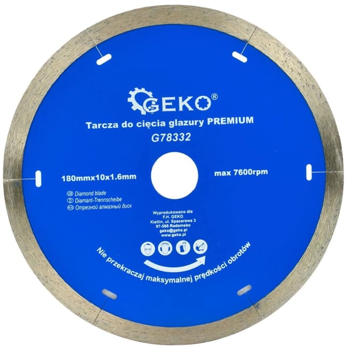 GEKO Diamantschijf - Microsegmenten - Voor Porselein en Keramiek - 180 mm