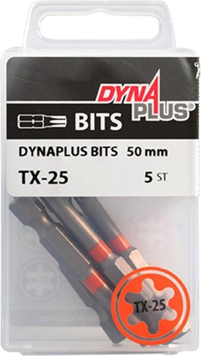 Dynaplus - Schroefbit - Torx 25 - 50mm - Oranje (5 stuks)