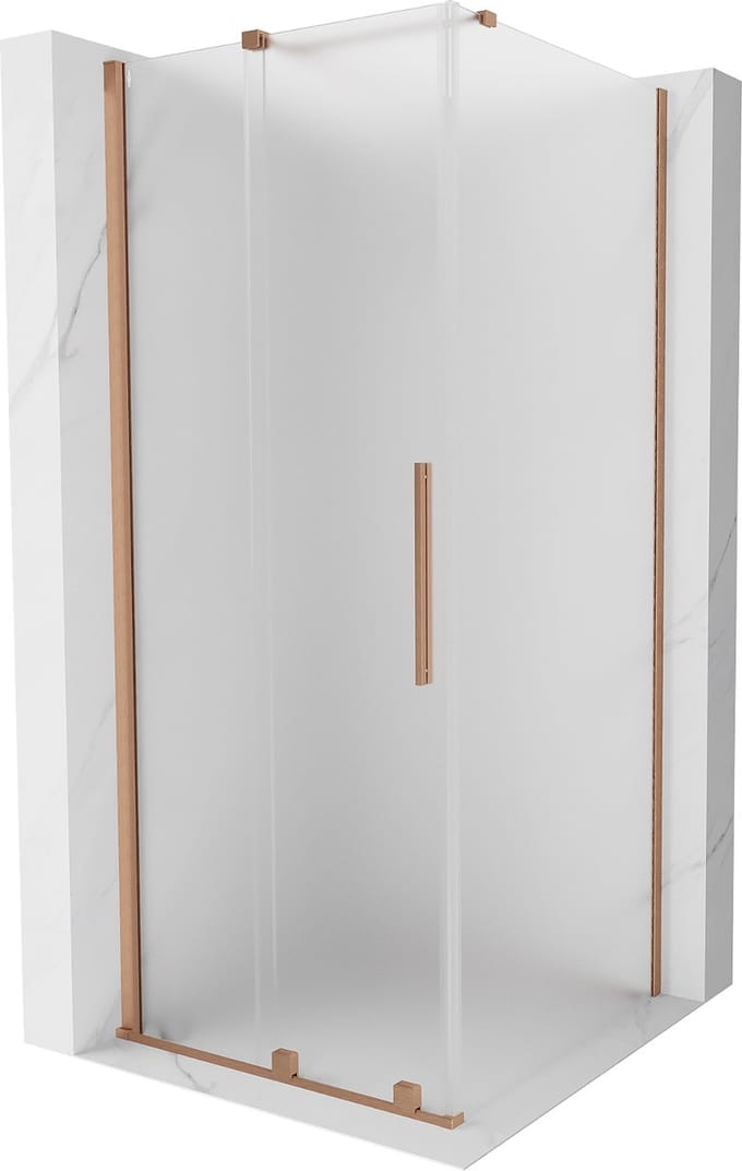 Mexen Velar schuifbare douchecabine 100 x 100 , matglas, geborsteld koper - 871-100-100-31-65