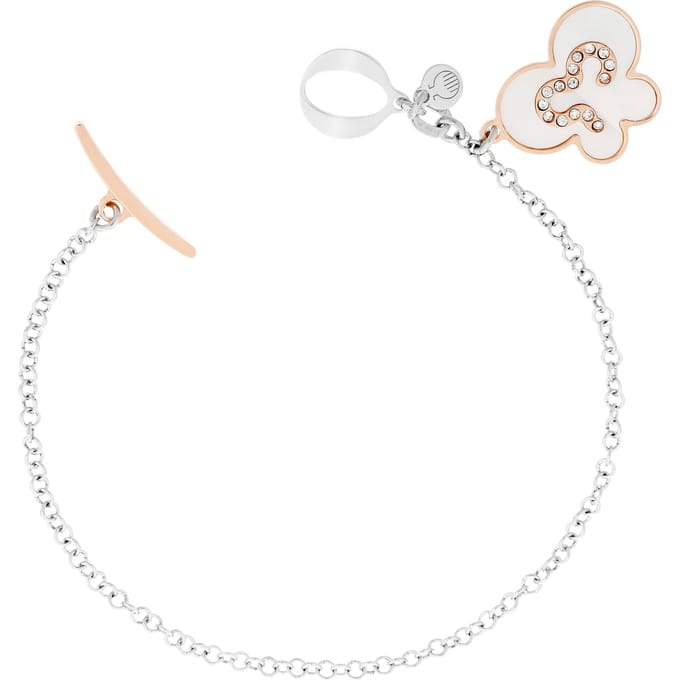 Orphlia ZA-7166 - Armband bicolor vlinder - 925 Zilver - parelmoer - 19 cm