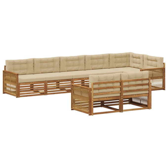 vidaXL - Buiten - bank - set - 8 - st - Natuurlijk - en - Beige