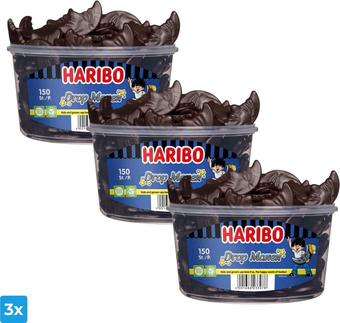 Haribo Drop Halve Manen (3x 150 stuks)