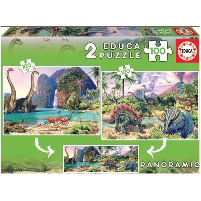 2-delige puzzel x 100 stukjes Educa Dinoworld