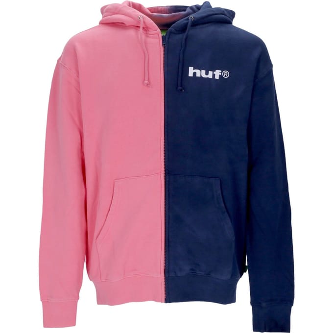 Herenhoodie met split-dye en volledige ritssluiting roze/marineblauw