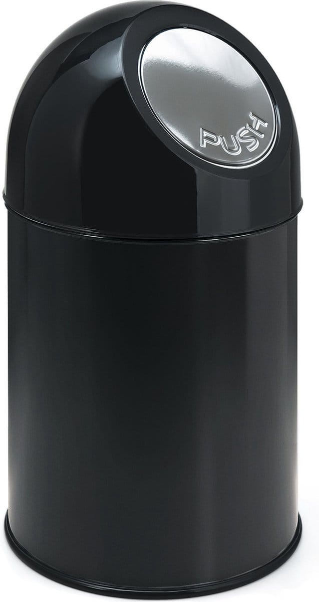 V-part - Afvalbak met pushdeksel 30 ltr - Steel Plastic - zwart