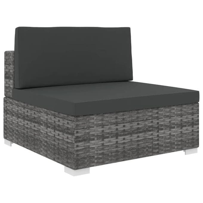 vidaXL - Tuinstoel - met - kussen - middensectie - poly - rattan - grijs