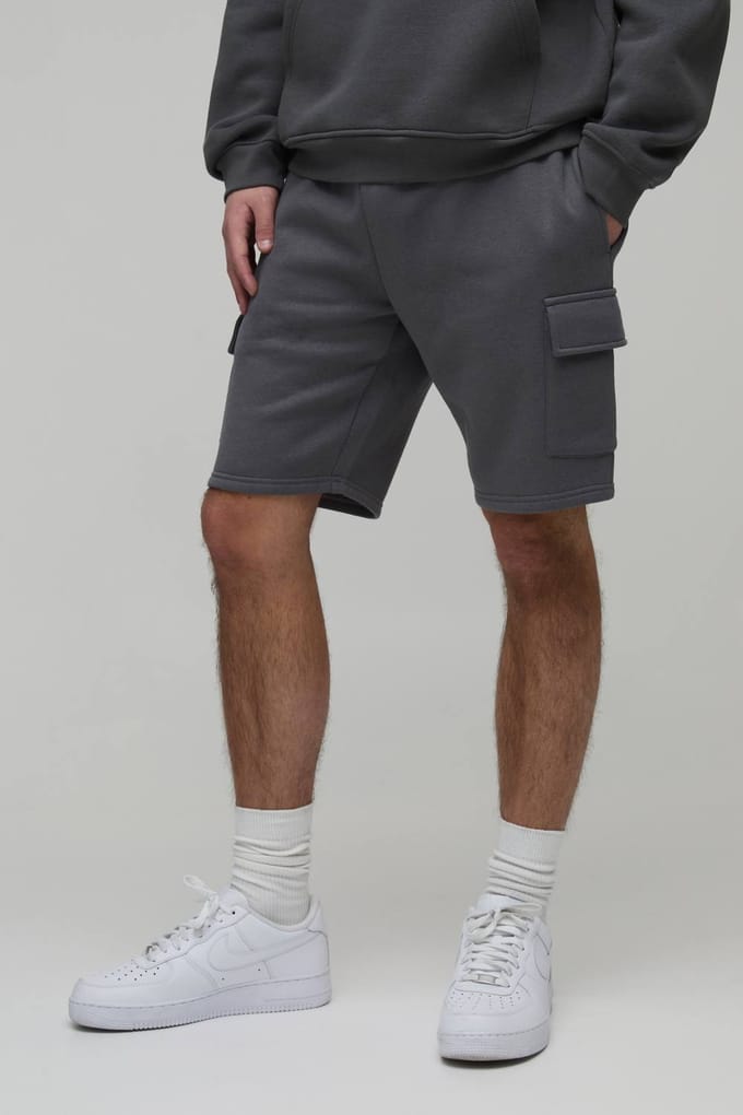 Essential Slim Fit Cargo Jersey Short | Charcoal | Size Small