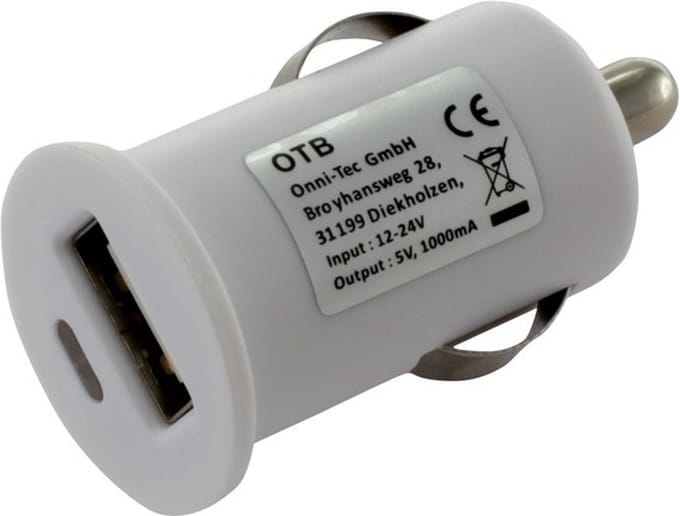 USB autolader met 1 poort - compact - 1A / wit