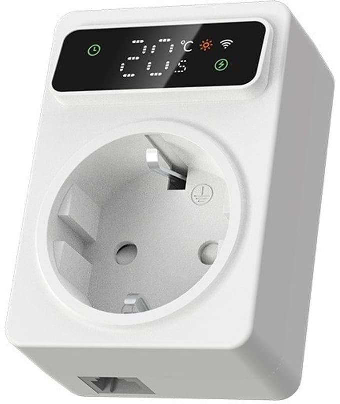 Wifi Stekker Thermostaat | Wifi | App bediening | Plug play installatie | NTC sensor | Programmeerbaar | Tuya Smart Life | Wit