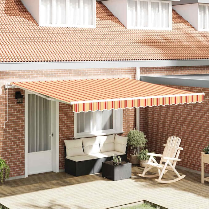 vidaXL - Uitschuifbare - luifel - Geel - en - Oranje - 400 - × - 300 - cm