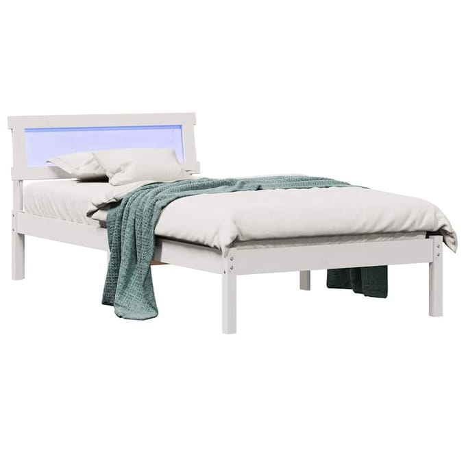 vidaXL - Bedframe - met - hoofdeinde - Wit - 100 - x - 200 - cm - Massief - grenenhout