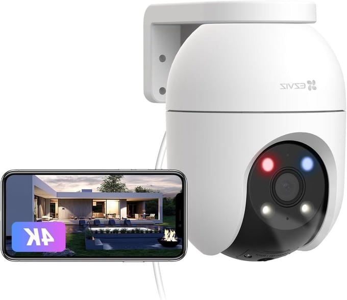 Beveiligingscamera Buiten - WIFI Camera - Huisbewaking - 360 Graden Dekking - 4K Resolutie - Wit