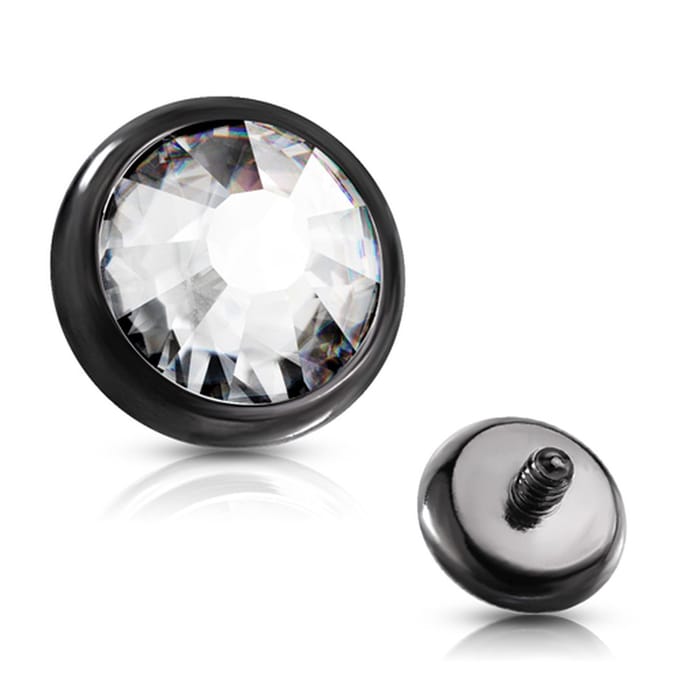 Dermal top steen 1.6 x 4 - zwart - LMPiercings