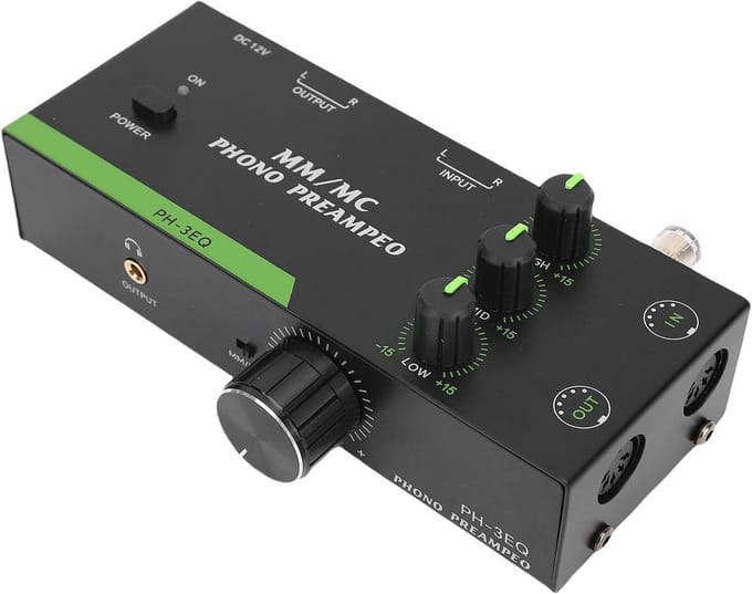 Phono Voorversterker met MM MC Ondersteuning voor Draaitafels en Instelbare Equalizer
