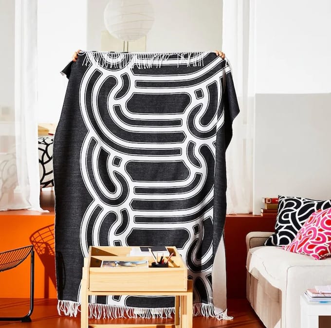 IKEA SOTRONN Plaid, Omkeerbaar Zwart/Wit, 130x170 cm