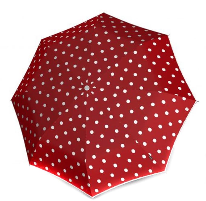 Rood met stip compacte paraplu Fiber T200 medium Duomatic van Knrips