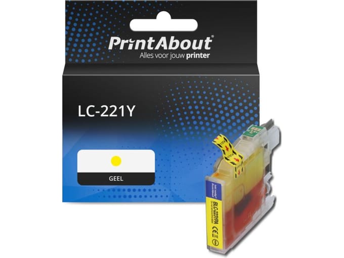 PrintAbout huismerk Inktcartridge LC-221Y Geel Geschikt voor Brother