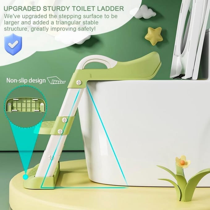Toiletseat voor peutertraining met verstelbare stappen