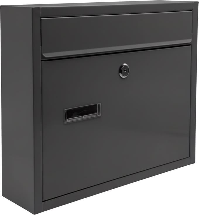 Brievenbus met slot - 31 x 36 x 10 cm - metaal - antraciet