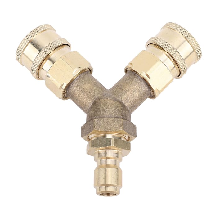 Hogedrukreiniger T-stuk splitterkoppeling messing driewegconnector snelkoppeling 3/8 inch fitting voor auto beige