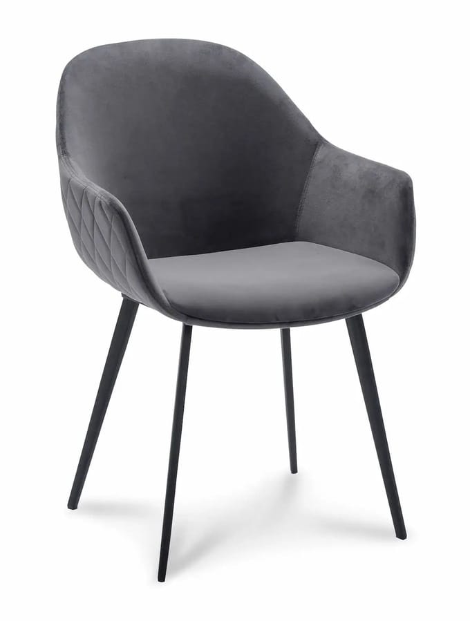 Icon Living - Armstoel Cailey - Velours Donker Grijs - Poot Zwart