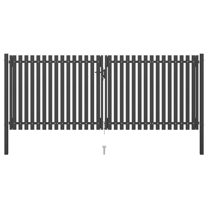 vidaXL - Tuinhekpoort - staal - 400x125 - cm - antraciet