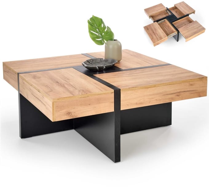Vierkant salontafel Sevilla 100x100 cm met lades
