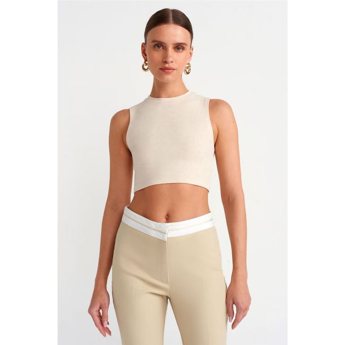 Geribbelde Katoenen Crop Top