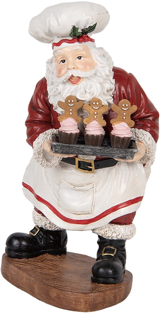 Clayre & Eef Kerstdecoratie Beeld Kerstman 17x16x28 cm Rood Kunststof