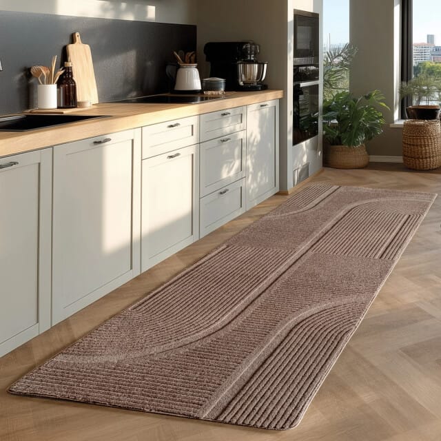 Japandi Vloerkleed Pompei - Hoogpolig - Scandinavisch Design - 3D-Effect - Beige- 140x200 CM