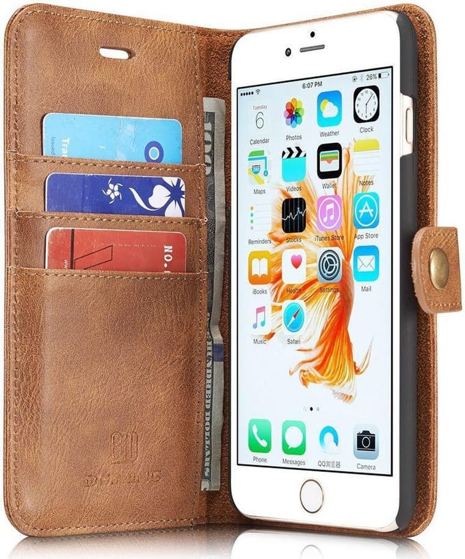 Leren 2-in-1 Bookcase en Back Cover Bruin Geschikt voor Apple iPhone 6(S) Plus