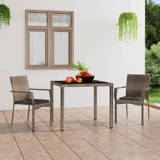 vidaXL - Tuinstoelen - 2 - st - met - kussens - poly - rattan - grijs