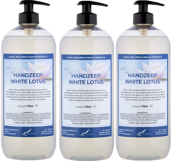Handzeep White Lotus 1 liter - met gratis pomp - set van 3 stuks