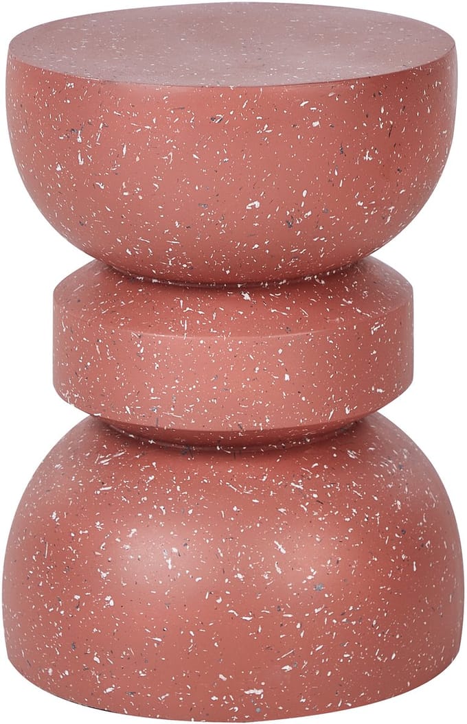 FALIRO - Bijzettafel - Rood/Terrazzo - Lichtbeton