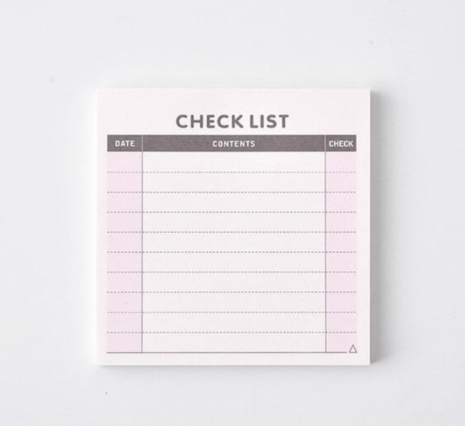 Mini checklist | 60 vellen | 9.5 x 9.5 cm