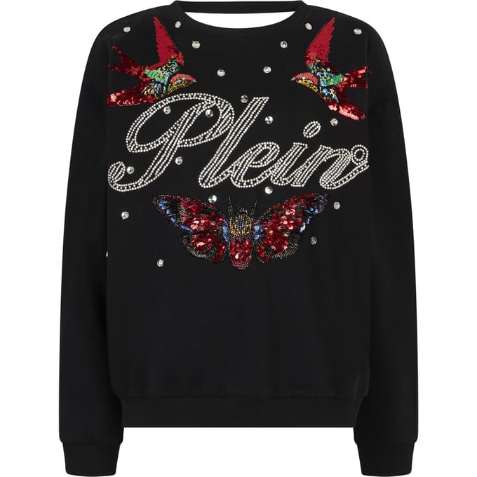Open Back Sweatshirt Tattoo Strass