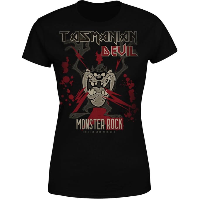 Looney Tunes Tasmanian Devil Monster Rock Dames T-shirt - Zwart - S