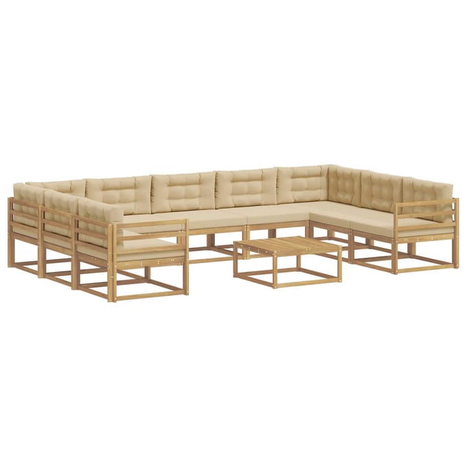 vidaXL - Buiten - bank - set - 10 - st - Wit - en - Beige