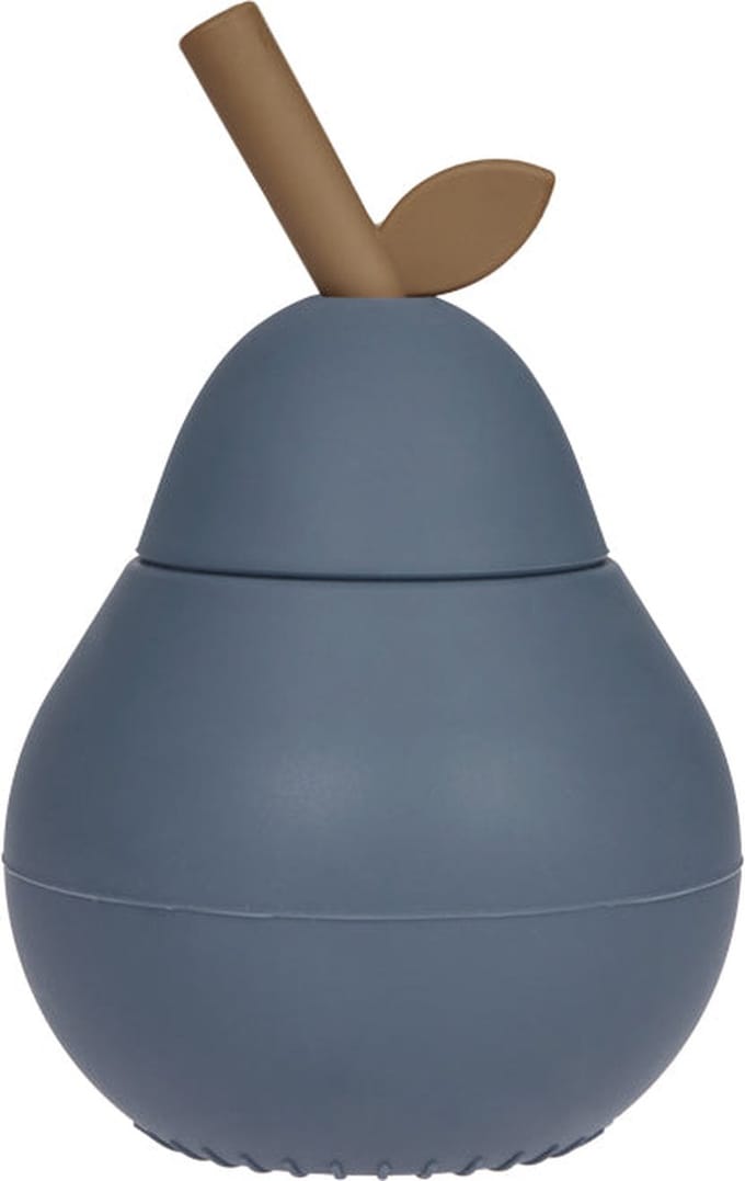 OYOY Pear Drinkfles/drinkbeker met rietje - Blue