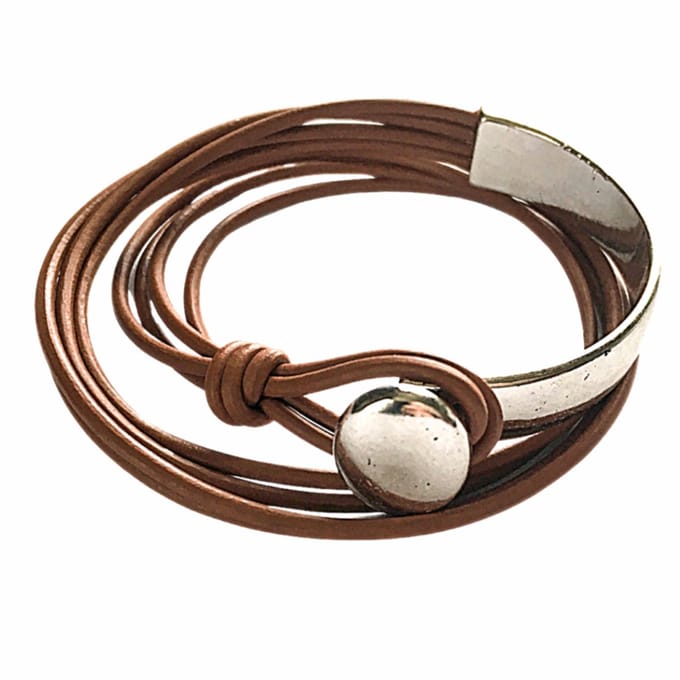 Wikkel armband -bruin -metaal- 18 cm - Charme Bijoux