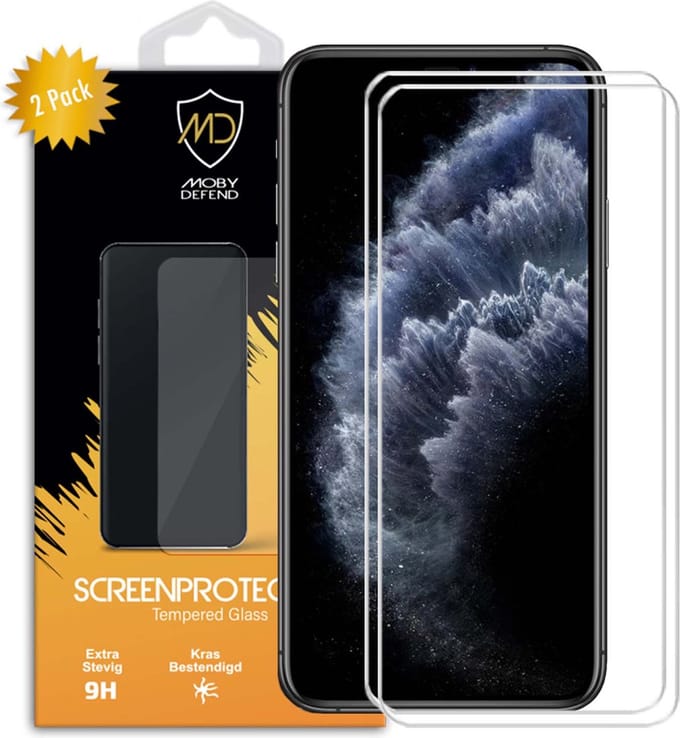 2-Pack MobyDefend Screenprotectors - Geschikt voor Apple iPhone 11 Pro Max / iPhone XS Max - Case-Friendly Screensavers - Gehard Glas