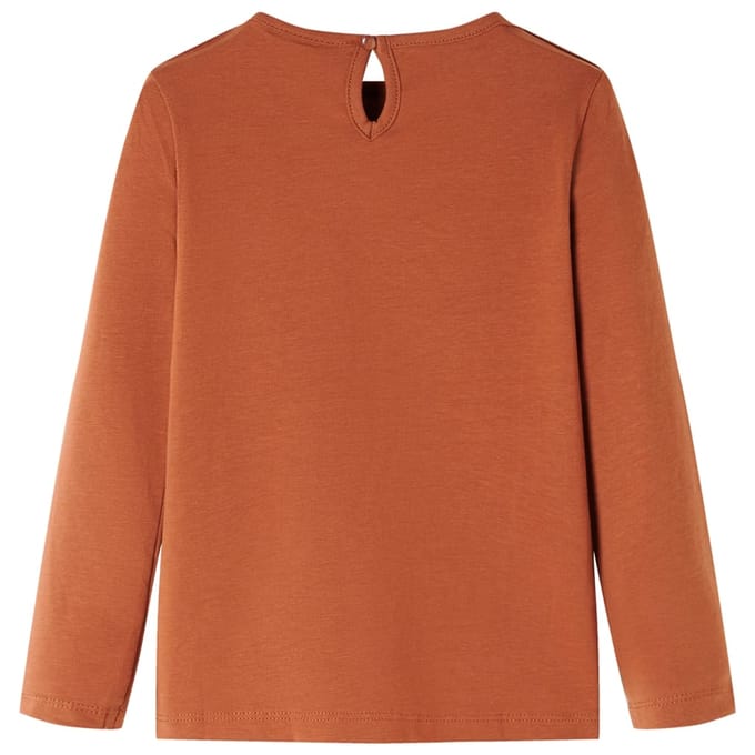 vidaXL - Kindershirt - met - lange - mouwen - 128 - cognackleurig