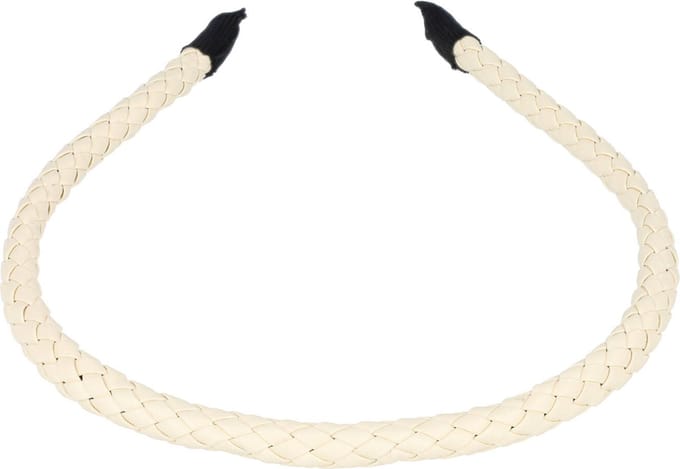 Haarsoires Haarband Diadeem 1cm – Gevlochten - Lederlook – Crème