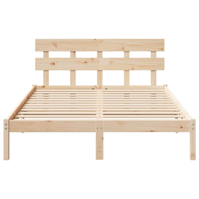 vidaXL - Bedframe - met - hoofdeinde - Bruin - 160 - x - 200 - cm - Massief - grenenhout