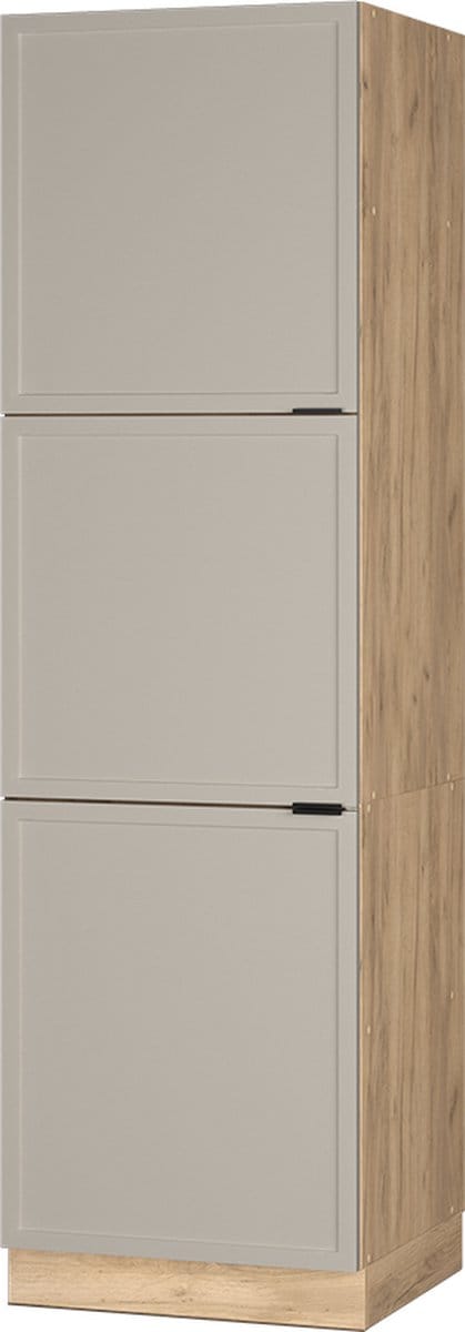 Vicco Hoge kast Fame-Line, GrijsBeige/Goudkleurig Eiken, 60 cm